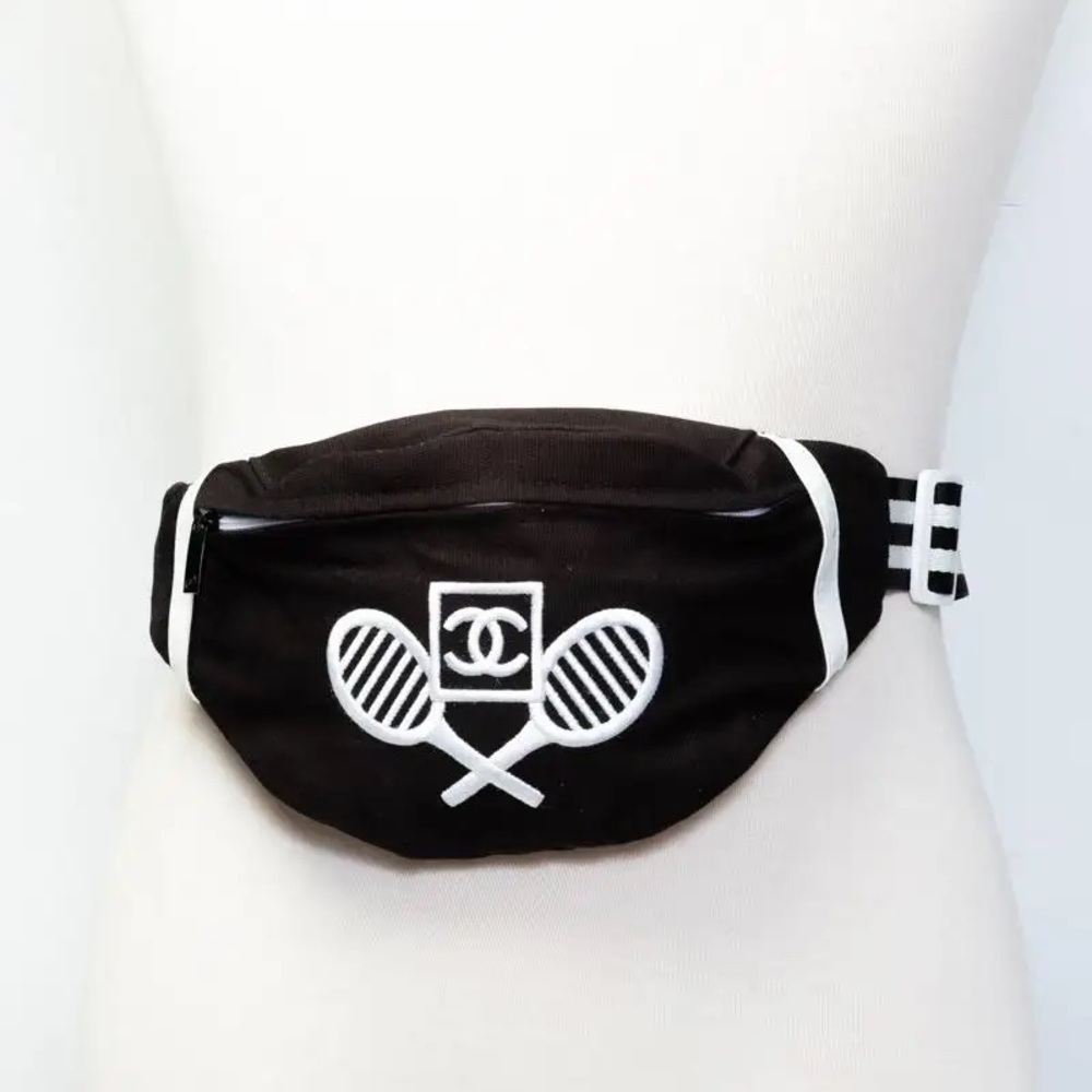 CHANEL Black Crossbody Bag with White Tennis Design VIP ROUGE GIFT
